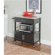 Pemberly Row Transitional Wood/Granite Top Kitchen Cart in Black