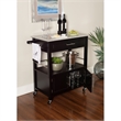 Pemberly Row Transitional Wood/Granite Top Kitchen Cart in Black
