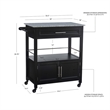 Pemberly Row Transitional Wood/Granite Top Kitchen Cart in Black