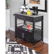 Pemberly Row Transitional Wood/Granite Top Kitchen Cart in Black