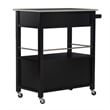 Pemberly Row Transitional Wood/Granite Top Kitchen Cart in Black