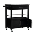 Pemberly Row Transitional Wood/Granite Top Kitchen Cart in Black