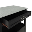 Pemberly Row Transitional Wood/Granite Top Kitchen Cart in Black