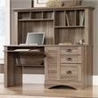 Pemberly Row Engineered Wood Computer Desk with Hutch in Salt Oak