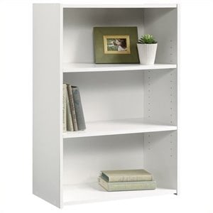 Pemberly Row 3-Shelf Modern Engineered Wood Bookcase in Soft White