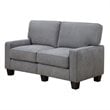 Pemberly Row Modern Linen Fabric Loveseat with 2 Pillows in Glacial Gray