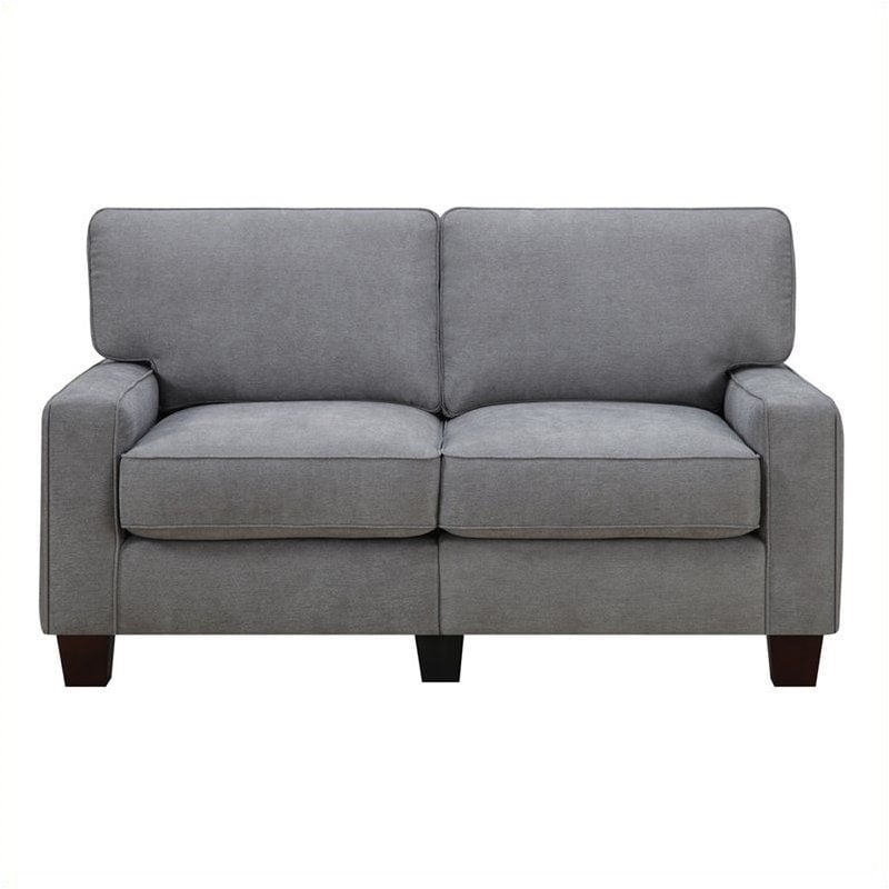 Pemberly Row Modern Linen Fabric Loveseat with 2 Pillows in Glacial Gray
