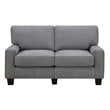 Pemberly Row Modern Linen Fabric Loveseat with 2 Pillows in Glacial Gray