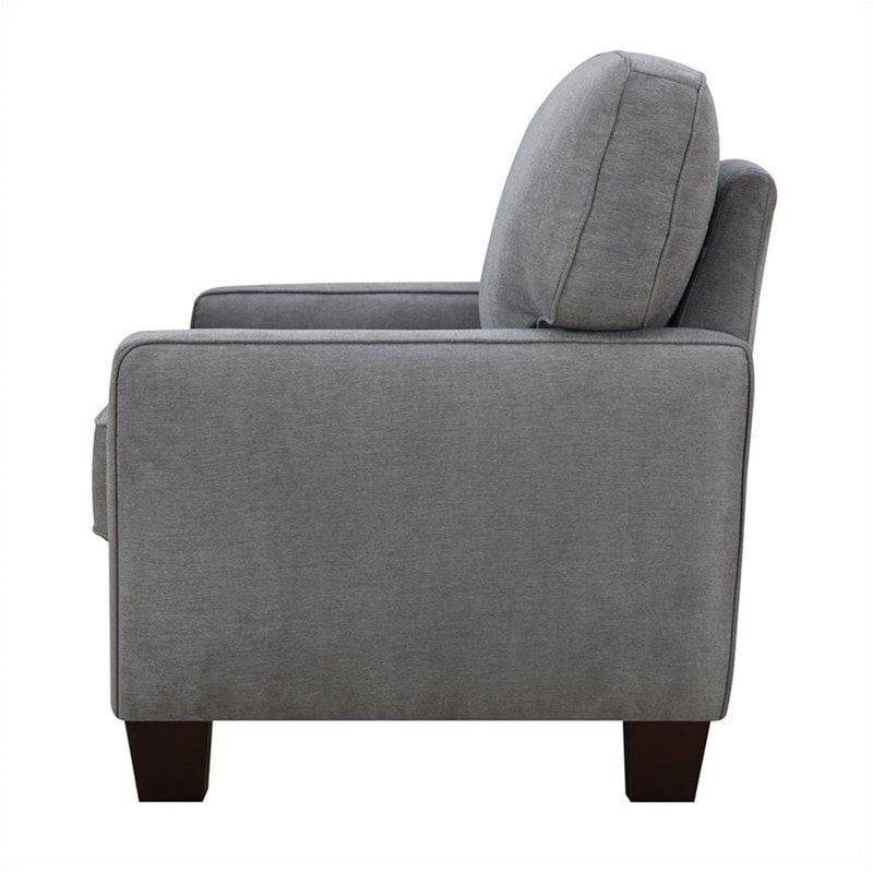 Pemberly Row Modern Linen Fabric Loveseat with 2 Pillows in Glacial Gray