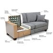 Pemberly Row Modern Linen Fabric Loveseat with 2 Pillows in Glacial Gray