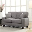 Pemberly Row Modern Linen Fabric Loveseat with 2 Pillows in Glacial Gray
