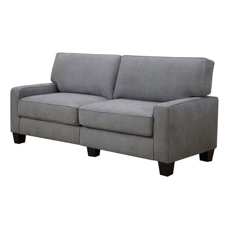 Pemberly Row Contemporary Fabric Upholstered Sofa in Glacial Gray