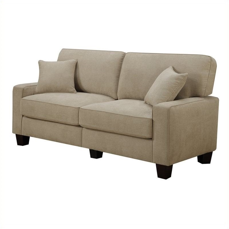 Pemberly Row Contemporary Fabric Upholstered Sofa in Silica Sand Beige