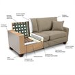 Pemberly Row Contemporary Fabric Upholstered Sofa in Silica Sand Beige