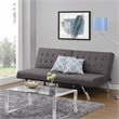 Pemberly Row Linen Convertible Futon Sofa in Gray