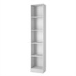 Pemberly Row Tall Narrow 5 Shelf Bookcase in White
