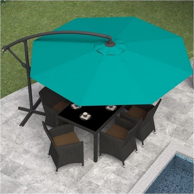 Pemberly Row Offset Patio Umbrella in Turquoise Blue