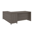 Pemberly Row Modern 2-Shelf Durable Wood L Shaped Desk in Bark Gray