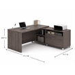 Pemberly Row Modern 2-Shelf Durable Wood L Shaped Desk in Bark Gray