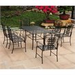 Pemberly Row 7 Piece Metal Patio Dining Set in Black
