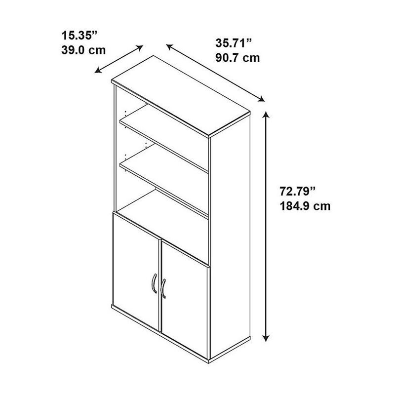 Pemberly Row 36W Bookcase with Doors in Hansen Cherry
