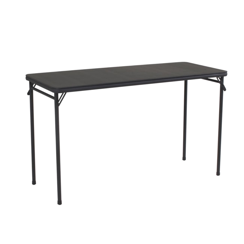 Pemberly Row Vinyl and Steel Folding Table in Black Finish