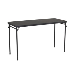 Pemberly Row Vinyl and Steel Folding Table in Black Finish