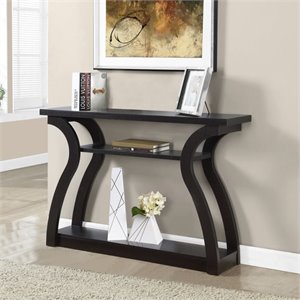 Pemberly Row 47&quot Three Tier Hall Console Accent Table in Cappuccino
