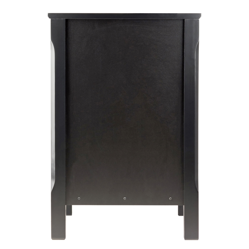 Pemberly Row Transitional Wood Accent Table with 3-Drawer in Black