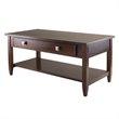 Pemberly Row Transitional Solid Wood Coffee Table with Tapered Leg in Walnut