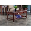 Pemberly Row Transitional Solid Wood Coffee Table with Tapered Leg in Walnut