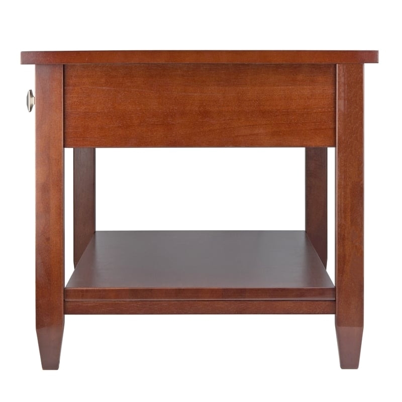 Pemberly Row Transitional Solid Wood Coffee Table with Tapered Leg in Walnut