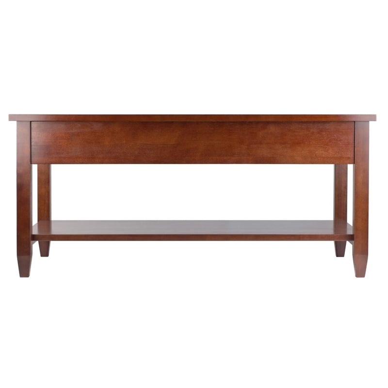 Pemberly Row Transitional Solid Wood Coffee Table with Tapered Leg in Walnut