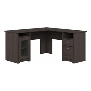 Pemberly Row 60&quot Traditional Engineered Wood L-Shape Desk in Heather Gray
