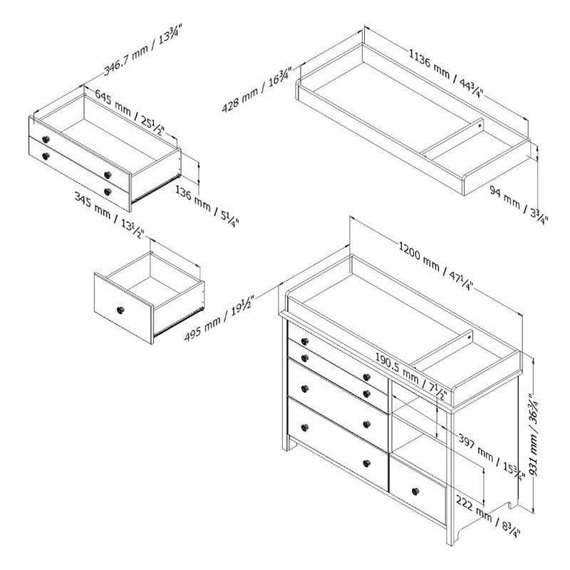 Pemberly Row Wood Changing Table and Station in Gray Oak