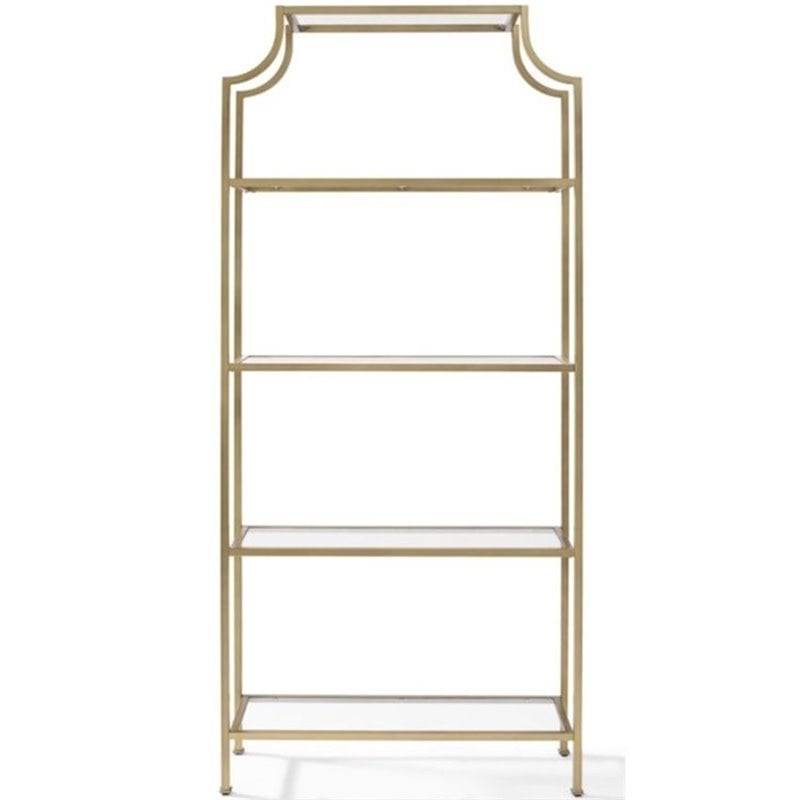 Pemberly Row Glass Bookcase in Antique Gold