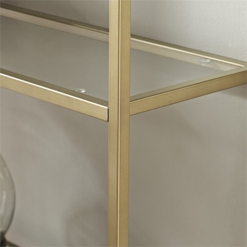 Pemberly Row Glass Bookcase in Antique Gold