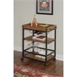 Pemberly Row Wood Rolling Bar Cart with Wine and Glass Rack in Black