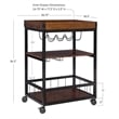 Pemberly Row Wood Rolling Bar Cart with Wine and Glass Rack in Black