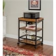 Pemberly Row Wood Rolling Bar Cart with Wine and Glass Rack in Black