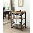 Pemberly Row Wood Rolling Bar Cart with Wine and Glass Rack in Black