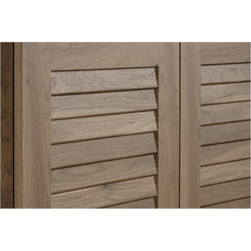 Pemberly Row Mid-Century Solid Wood Storage Cabinet in Salt Oak