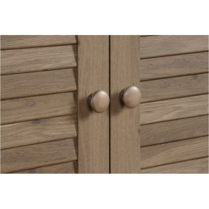 Pemberly Row Mid-Century Solid Wood Storage Cabinet in Salt Oak