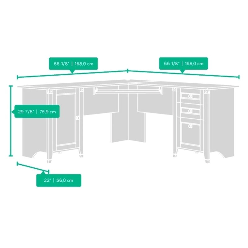 Pemberly Row Contemporary Wood L Shaped Computer Desk in Washington Cherry