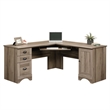 Pemberly Row L-Shaped Contemporary Engineered Wood Computer Desk in Salt Oak