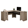 Pemberly Row L-Shaped Contemporary Engineered Wood Computer Desk in Salt Oak