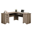 Pemberly Row L-Shaped Contemporary Engineered Wood Computer Desk in Salt Oak