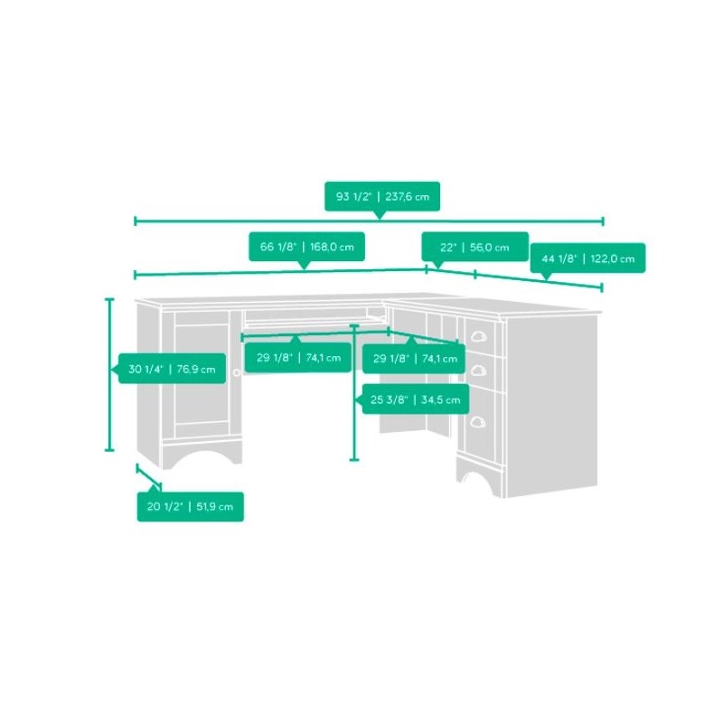 Pemberly Row L-Shaped Contemporary Engineered Wood Computer Desk in Salt Oak
