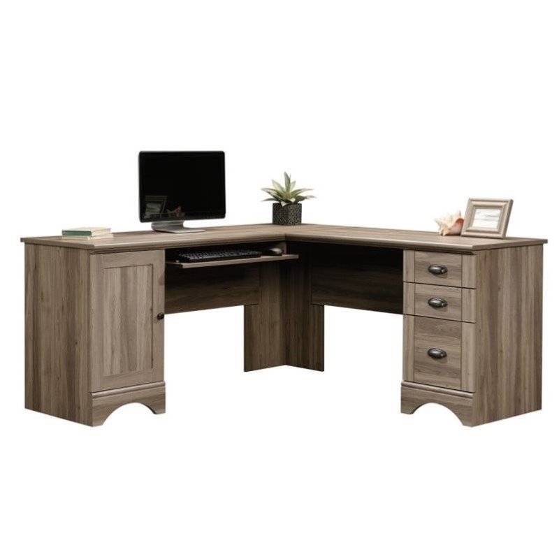 Pemberly Row L Shaped Computer Desk in Salt Oak PR657351