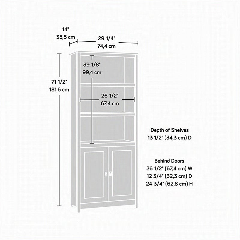 Pemberly Row Engineered Wood 3-Shelf Bookcase in Soft White